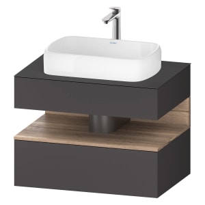 Duravit Qatego Konsolenwaschtischunterbau mit Ausschnitt mittig 80 x 60 cm, 2 Auszüge
