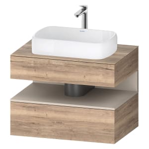 Duravit Qatego Konsolenwaschtischunterbau mit Ausschnitt mittig 80 x 60 cm, 2 Auszüge
