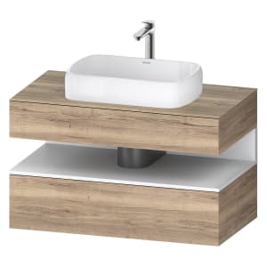 Duravit Qatego Konsolenwaschtischunterbau mit Ausschnitt mittig 100 x 60 cm, 2 Auszüge, mit LED Beleuchtung