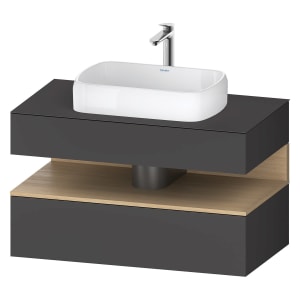 Duravit Qatego Konsolenwaschtischunterbau mit Ausschnitt mittig 100 x 60 cm, 2 Auszüge