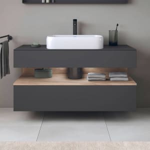 Duravit Qatego Konsolenwaschtischunterbau mit Ausschnitt mittig 120 x 60 cm, 2 Auszüge, mit LED Beleuchtung