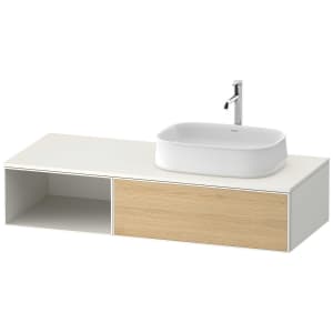 Duravit Zencha Konsolenwaschtischunterbau mit Ausschnitt links 130 x 28,1 cm, 1 Auszug und 1 offenes Fach