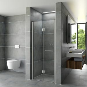 DUSCHOLUX Bella Vita 3 Drehfalttür 120 x 200 cm für Nische Türanschlag links, mit CareTec Pro-Beschichtung