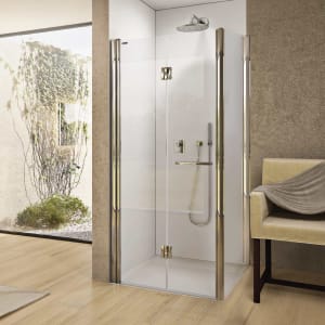 DUSCHOLUX Bella Vita 3 Drehfalttür 120 x 200 cm für Seitenteil, Anschlag links mit CareTec Pro-Beschichtung