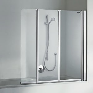 DUSCHOLUX Bella Vita C Faltduschwand 3-teilig Maßanfertigung bis 140 x 150 cm für Badewannen, Montage rechts mit CareTec Pro-Beschichtung