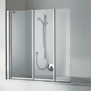 DUSCHOLUX Bella Vita C Faltduschwand 3-teilig 140 x 150 cm für Badewannen, Montage links mit CareTec Pro-Beschichtung