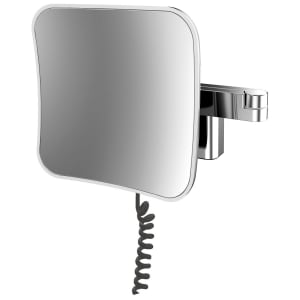 Emco Evo LED Rasier- und Kosmetikspiegel mit Spiralkabel und Stecker mit 5-fach Vergrößerung
