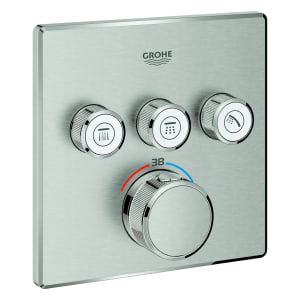 GROHE Grohtherm SmartControl Thermostat Fertigmontageset mit 3 Absperrventilen, eckige Ausführung