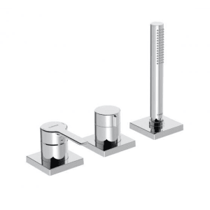 Hansa HANSARONDA 3-Loch Wannenarmatur für Wannenrandmontage, Rosette eckig