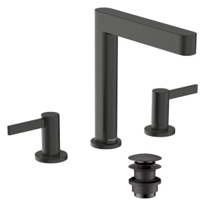 hansgrohe Finoris 3-Loch Waschtischarmatur 160 mit Push-Open Ablaufgarnitur