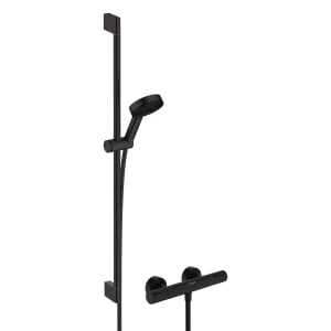 hansgrohe Pulsify Select S Brausesystem 105 3 Strahlarten Relaxation wassersparend, mit Ecostat Element und Duschstange 90 cm