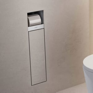 hansgrohe XtraStoris Rock Einbau-Toilettenbürstenhalter mit Papierhalter und befliesbarer Tür