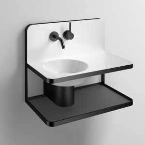 Alape Steel 19 Waschplatz WP.S19.1 mit  Ø 28 cm Beckenmulde links mit Armatur ohne Überlauf