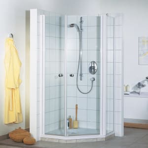 Breuer ELANA 6 Fünfeckdusche mit 2 Drehtüren Einstieg links, 90 x 90 cm