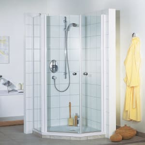 Breuer ELANA 6 Fünfeckdusche mit 2 Drehtüren Einstieg rechts, 90 x 90 cm