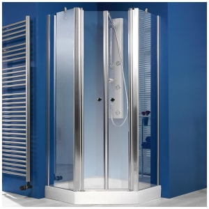 Breuer ELANA 6 Fünfeckdusche mit Pendeltür, 90 x 90 cm mit CER+ Beschichtung