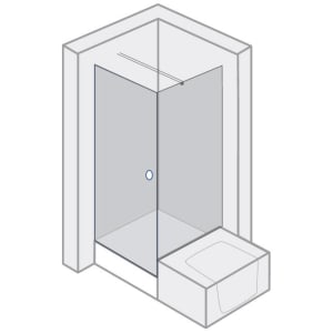 Breuer FIRST GLASS Drehtür links und Badewannenseitenwand rechts