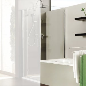 Breuer Panorama Badewannenseitenwand für Drehtür mit Festteil, 90 cm mit CER+ Beschichtung