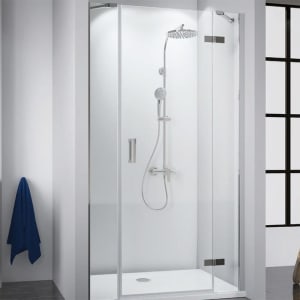 Breuer Panorama Drehtür mit Festteil und Nebenteil für Nische 120 cm, Anschlag rechts