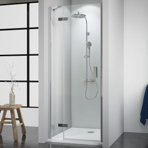 Breuer Panorama Drehtür mit Festteil für Nische 100 cm, Anschlag links