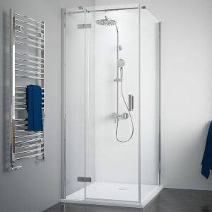 Breuer Panorama Drehtür mit Festteil für Seitenwand 100 cm, Anschlag links