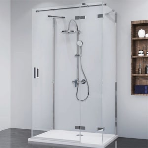 Breuer Panorama U-Kabine Drehtür mit Festteil und 2 Seitenwänden Sondermaß, Anschlag rechts