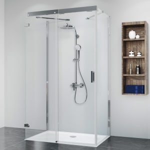 Breuer Panorama Soft & Silent U-Kabine Schiebetür mit 2 Seitenwänden 80 x 160 x 80 cm, Anschlag links