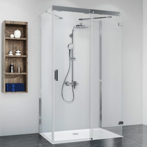 Breuer Panorama Soft & Silent U-Kabine Schiebetür mit 2 Seitenwänden 90 x 160 x 90 cm, Anschlag rechts