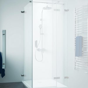 Breuer Panorama Seitenwand für Drehtür mit Festteil rahmenlos mit Wandwinkel außen, Sondermaß