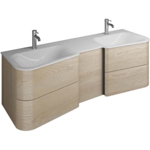 burgbad Badu Mineralguss-Waschtisch inkl. Waschtischunterschrank 152 cm, 1 Tür, Anschlag rechts