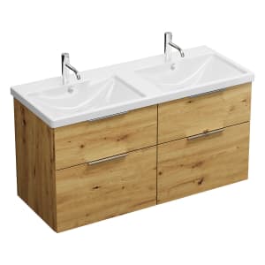 burgbad Eqio Waschtischkombination mit Keramik-Doppelwaschtisch, 123 cm, mit Griff G0146