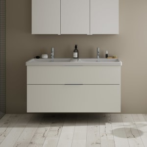 burgbad Eqio Waschtischkombination mit Keramik-Doppelwaschtisch, 123 cm, mit Griff G0146