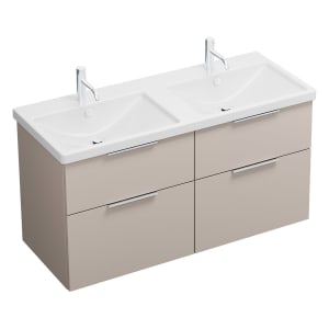 burgbad Eqio Waschtischkombination mit Keramik-Doppelwaschtisch, 123 cm, mit Griff G0146