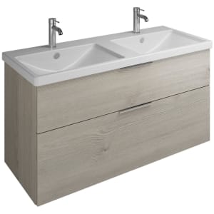 burgbad Eqio Waschtischkombination mit Keramik-Doppelwaschtisch, 123 cm, mit Griff G0146