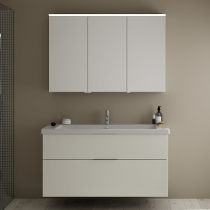 burgbad Eqio Möbelkombination inkl. Keramik-Waschtisch 123 cm, Doppeltür Spiegelschrank links, mit Griff G0146