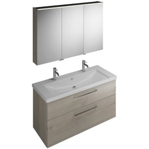 burgbad Eqio Möbelkombination inkl. Keramik-Doppelwaschtisch 123 cm links, mit Stangengriff P95