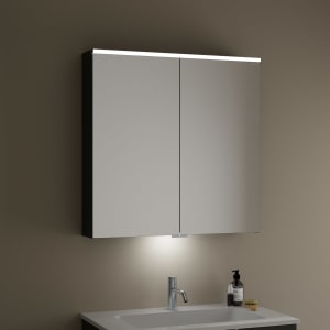 burgbad Eqio Spiegelschrank mit LED-Aufsatzleuchte und LED- Waschtischbeleuchtung 80 cm