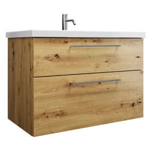 burgbad Eqio Waschtischkombination mit Keramik-Waschtisch, 93 cm, mit Stangengriff P95