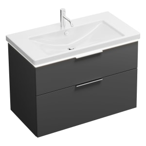 burgbad Eqio Waschtischkombination mit Keramik-Waschtisch mit LED-Beleuchtung, 93 cm, mit Griff G0146