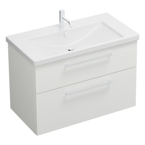 burgbad Eqio Waschtischkombination mit Keramik-Waschtisch, 93 cm, mit Stangengriff P95