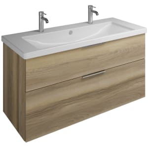 burgbad Eqio Waschtischkombination mit Keramik-Waschtisch, 123 cm, mit Griff G0146