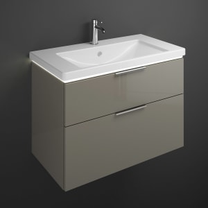 burgbad Eqio Waschtischkombination mit Keramik-Waschtisch mit LED-Beleuchtung, 93 cm, mit Griff G0146