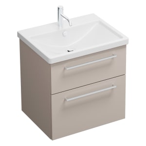 burgbad Eqio Waschtischkombination mit Keramik-Waschtisch, 63 cm, mit Stangengriff P95