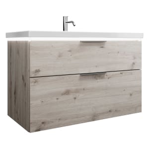 burgbad Eqio Waschtischkombination mit Keramik-Waschtisch mit LED-Beleuchtung, 103 cm, mit Griff G0146