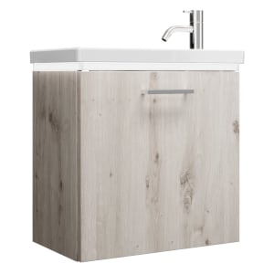 burgbad Eqio Waschtischkombination mit Keramik-Waschtisch mit LED-Beleuchtung, 53 cm, mit Stangengriff P95