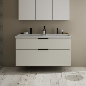 burgbad Eqio Waschtischkombination mit Keramik-Doppelwaschtisch, 123 cm, mit Griff G0200