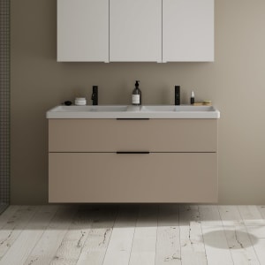 burgbad Eqio Waschtischkombination mit Keramik-Doppelwaschtisch, 123 cm, mit Griff G0200