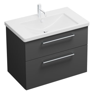 burgbad Eqio Waschtischkombination mit Keramik-Waschtisch, 83 cm, mit Stangengriff P95