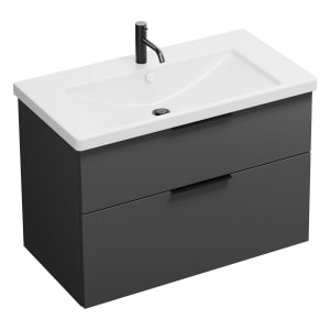 burgbad Eqio Waschtischkombination mit Keramik-Waschtisch, 93 cm, mit Griff G0200