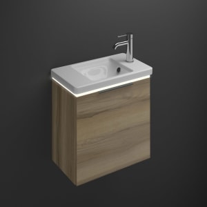 burgbad Eqio Waschtischkombination mit Keramik-Waschtisch mit LED-Beleuchtung, 53 cm, mit Griff G0200